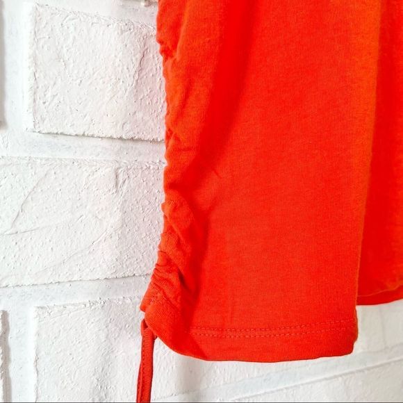 Zara Red Ruched Tie Side Dolman Sleeve T Shirt L - Picture 5 of 9